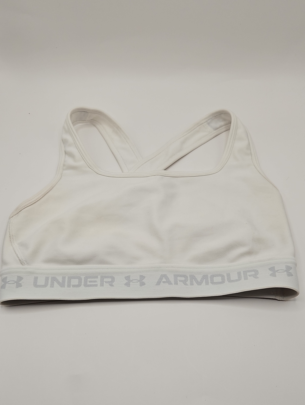 Under Armour White Cross-Back Sports Bra with Branded Band UA XS